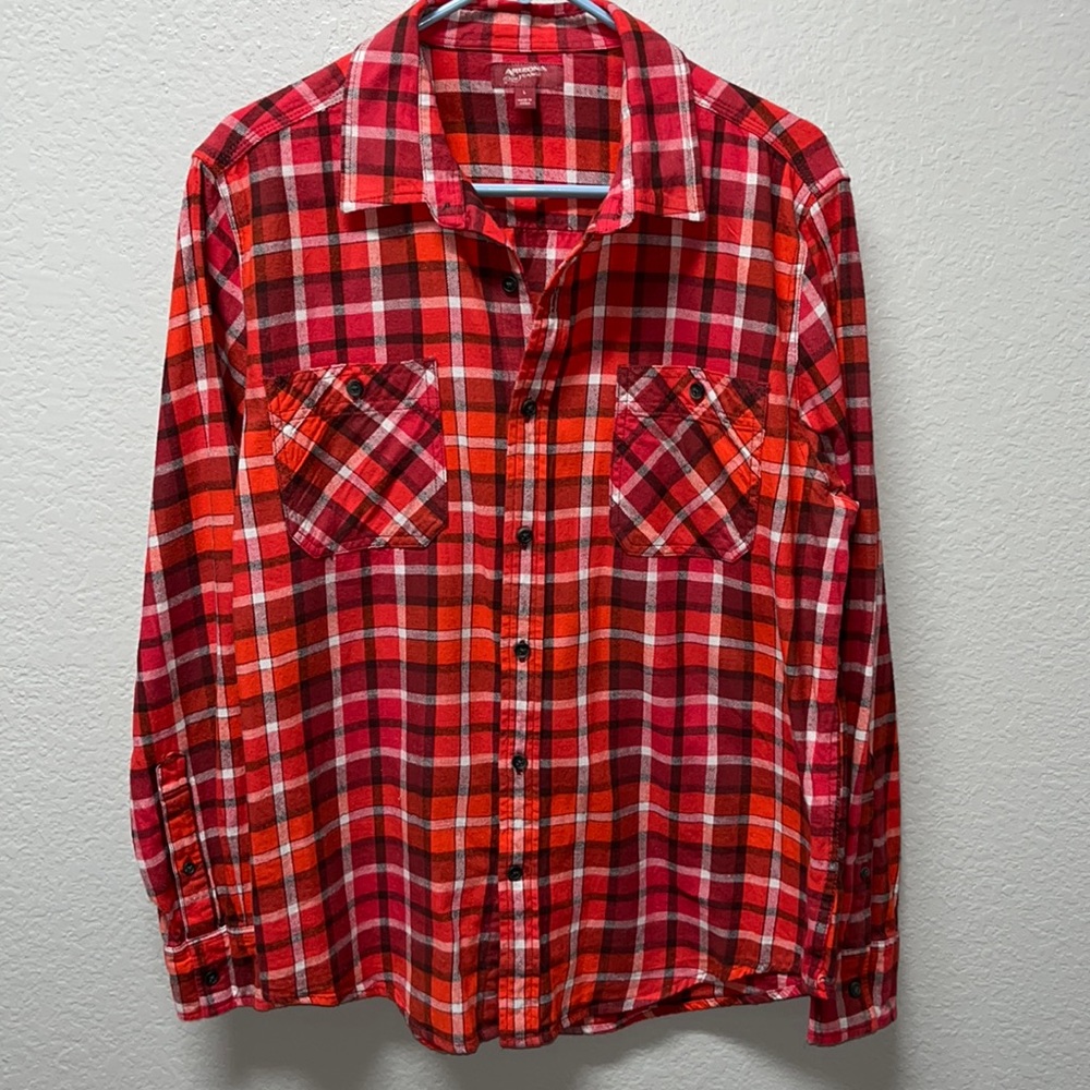 Arizona Jean Co. Plaid Long Sleeve Button Down Flannel Shirt 100% Cotton Men's L